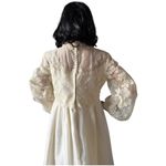 Vtg OOAK Lace Wedding dress scalloped sheer high neck & empire waist medium White Photo 6