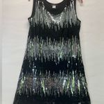 PINK COLLECTION SEQUINS DRESS L BLACK/SILVER PREOWNED Black Size L Photo 0