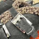 Stuart Weitzman Shearling & Suede Leather Black Buckle Shoes Photo 3