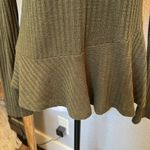 Maeve by Anthropologie Winterscape Olive Green Cowl Neck Peplum Sweater Top SZ S Photo 3