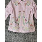 Quacker Factory  Large Embroidered Pink Jacket‎ Sequin Butterflies Flowers Fairy Photo 2