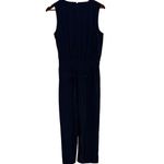 J.Crew Sleeveless Satin Effect OnePiece Jumpsuit Elastic Tie Waist Pocket 6 Blue Photo 4