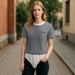 J.Crew  Striped Bodysuit Top Nautical Casual Layering Tee‎ Shirt L Photo 1