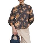 & Other Stories & Other Stories Paris Atelier Cottage Floral Gray & Pink Cotton Blouse Size 8 Photo 15