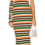 Revolve Monse Striped One Sleeve Halter wool Ribbed Knit Midi Dress Rainbow M Yellow Size M Photo 0