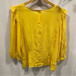 Dandelion yellow silk ruffle shoulder blouse walter sz 6 sexy back buttons Photo 0