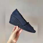 Ralph Lauren Lauren by Women’s Navy Peep Toe Linen Espadrilles Wedges Size 9 Photo 3