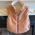 Vine & Valley Puffer Vest Reversible Cozy Zip Jacket Beige Tan Womens M New Photo 5