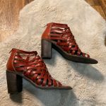 Free People Farylrobin Sandal Woven Brown Leather Size 10 Heeled Open Toe Photo 4