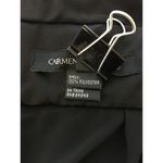 Carmen Marc Valvo  Plisse Jumpsuit 14 Black Beaded Belt Wide Pleated Leg V Neck Photo 9