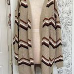 Chevron print knit open long cardigan Tan Size 1X Photo 0