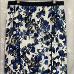 Rafaella Womens A Line Pencil Skirt White Navy Yellow Irises Sz 10 EUC Photo 0
