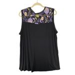 Pebble and Stone Floral Mesh Trim Tank Black Size 2X Photo 1