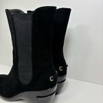 Cole Haan  Nike Air Mid‎ Calf Boots Shoes Black Suede Wedge Stretch Size 9.5B Photo 6
