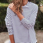 Frank & Eileen  Effie stripe funnel neck long sleeve Photo 0