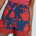 Anthropologie  Ett Twa Women‎ XL Wynnewood High Rise Floral Shorts Pockets Red Photo 0