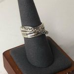 MICHAEL DAWKINS Sterling Silver Crossover Bypass Ring w Granulation Detail Photo 3