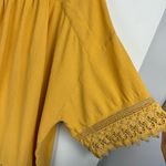Free People  It’s Necessary Golden Yellow Tunic Top Dress Sz Large Crochet Lace Photo 7