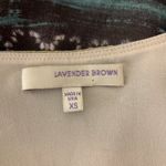 Lavender Brown  Abstract Stripe Swing Dress V Neck Long Sleeve Boho XS Photo 4