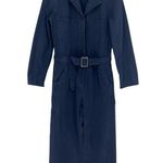 NILI LOTAN Marie Belted Cotton Jumpsuit Blue Size XS Photo 2