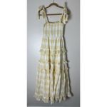 Storia  Sunny Days Tiered Layered Plaid‎ Ruffle Smocked Maxi Dress NWT Sz M Photo 6