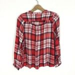Altar'd State Altar’d State Red Plaid Button Front Peplum Flannel Shirt Long Sleeve Boho Small Photo 2