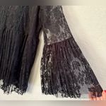 Suzanne Betro Babydoll Blouse Tunic Black Plus Size 1X Crochet & Lace Floral Photo 3