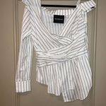 Nicholas Asymmetrical Blouse Top Shirt One Shoulder White Black Cotton Size 6 Photo 3