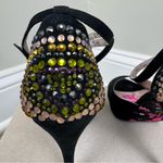 Betsey Johnson BETSEYVILLE by  5 inch‎ Black Stiletto Heels Peep Toe Shoes Sz 8.5 Photo 3