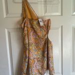 American Eagle NWT  Outfitters OneShoulder Paisley Dress Orange Yellow medium Photo 2