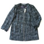 J.Crew NWT Tweed Swing Lady Coat in Raven Black Fringe Trim Coat 8 $198 Photo 0