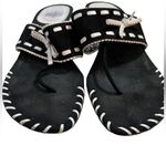 Stuart Weitzman Poetry Black Suede Kitten Heel Sandals Size 7 Photo 2