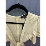 Lulus  Pale Yellow Cutout Tie Front Midi Dress Puff Sleeve XS Photo 3
