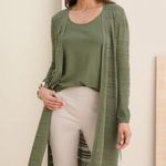 Chico's Open Front Green Textured Maxi Cardigan Open Knit Size 1 (US Size M) Photo 5