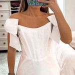 Alfred Sung White Corset Mini Dress With Bow Sleeves Photo 2