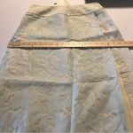 J.Jill Burnout Linen Blend Floral Overlay Midi Faux Wrap Skirt Blue Cream Size 8 Photo 14