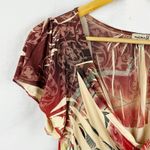 One World Live and Let Live Dress Sz S Boho Multicolor Print Flutter Sleeve Hem Photo 3