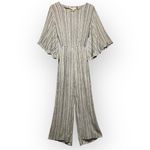 L Love Black and Cream Ruffle Belle Sleeve Jumpsuit Size M Photo 1