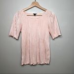 Ann Taylor Vintage  Blush Peach Pink Crinkle Shimmering Pleated Top Blouse Photo 2