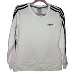 Adidas  Crewneck Sweatshirt Women's Size Small 8-10 White Black Stripe Pullover Photo 0