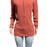 Pulp long sleeve henley cinnamon ribbed shirt top XL Orange Photo 2