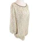 Loft  Cream Floral Lace Button Back Blouse‎ Romantic Feminine Top Large Photo 2