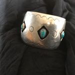 VINTAGE NAVAJO TURQUOISE GEM STONES STERLING SILVER CUFF BRACELET 7 1/2β Photo 6