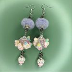 Pastel Ice Cream Cupcake Purple Fuzzy Dangle Earrings Pink Photo 2
