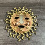 Vintage Mixed Metal Sun Face Sunshine Brooch Photo 2