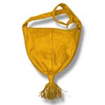 Vintage Retro 1980s Brio! Leather Bag Slouchy‎ Hobo Woven Balloon Purse Yellow Photo 1