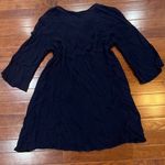 As You Wish Navy blue cotton blend embroidered peasant dress with tassles size medium Photo 1