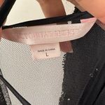 Victoria's Secret  Black Midi Slip Dress Satin Rhinestones Embellished Lace Sz L Photo 6