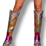 Wild Jolie Women’s Vibrant Hued Metallic Colorful Knee High Cowgirl Boots Size 8 Photo 1
