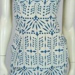 Mara Hoffman Silk Lace Print Strapless Mini Cream Small Ivory Blue Vintage S Photo 0